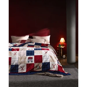 Madame Coco Chevalz Çift Kişilik Welsoft Baskılı Battaniye - Mavi/kırmızı