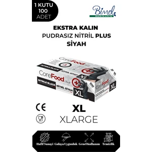 Ekstra Kalın Nitril Siyah Plus Muayene Eldiveni Xl - 1 Paket 100'LÜ