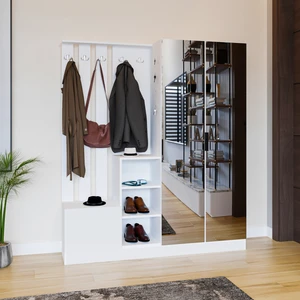 Parilla White Vestiyer Portmanto Ayakkabılık Aynalı