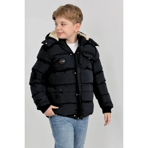 Kışlık Yoğun Şişme Elyaf Dolum Kapüşonlu Kalın Su Geçirmez Erkek Çocuk Mont