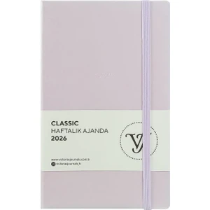 Victoria's Journals Classic 2026 Haftalık Ajanda 13X21 Cm.sert Kapak. Ivory 80 GR.144 Sayfa. Cepli. Lastikli.lila