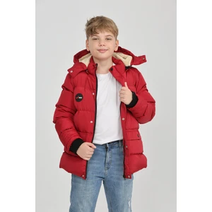 Kışlık Yoğun Şişme Elyaf Dolum Kapüşonlu Kalın Su Geçirmez Erkek Çocuk Mont