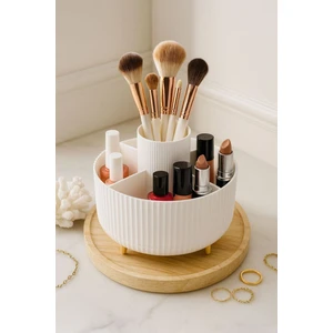 360° Dönebilen Gold Ayaklı Makyaj Organizeri 5 Bölmeli