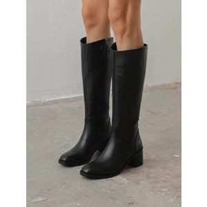Rugani Siyah Hakiki Deri  Çizme