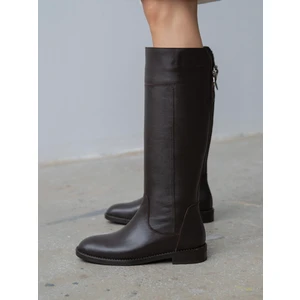 Zolena Kahve Hakiki Deri Kadın Çizme