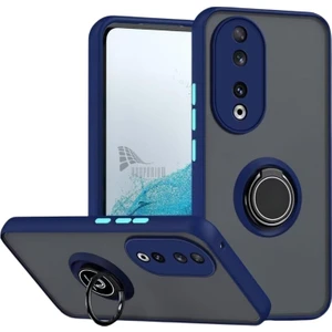 Honor 70 Uyumlu Kılıf Yüzüklü Standlı Extra Darbe Koruma Sert Silikon Kapak - Lacivert