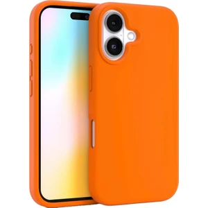 Apple iPhone 16 Uyumlu Silikon Kılıf - Pastel Renk Tonu Esnek Tam Koruma Kapak - Turuncu