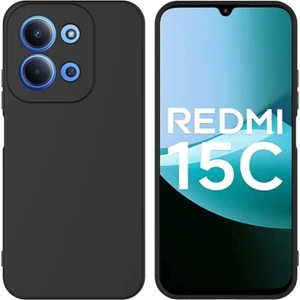 Redmi 15C Uyumlu Silikon Kılıf - Kamera Korumalı Esnek Pastel Renk Kapak - Siyah