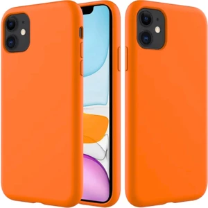 Apple iPhone 12 Uyumlu Silikon Kılıf - Pastel Renk Tonu Esnek Tam Koruma Kapak - Turuncu