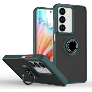 Realme C75 Uyumlu Kılıf Yüzüklü Standlı Extra Darbe Koruma Sert Silikon Kapak - Yeşil