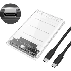 Zilevo 2.5 Inç Sata Hdd/ssd Harici Disk Kutusu, USB 3.0/3.1 Type-C, Şeffaf