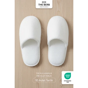 The Berb | 10 Çift | Welsoft Tek Kullanımlık Premium Otel&spa Terliği | Kaydırmaz Tabanlı | Beyaz