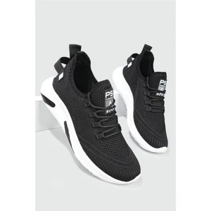 Çiğdem Kadın-Erkek Bez Triko Spor Ayakkabı   - Siyah-Beyaz - 41