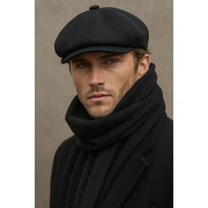 Erkek Kaşe Kışlık Kasket Şapka - Peaky Blinders Kaşe Kumaş Klasik Düz Kasket