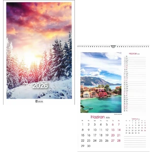 2026 Duvar Takvimi Spiralli 12 Yaprak 31X43CM