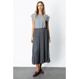 On Kadın Kırışık Görünümlü Midi Etek 64209 Antrasit