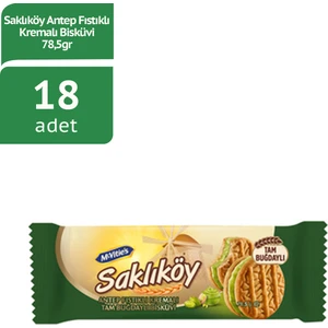 Saklıköy Antep Fıstıklı Kremalı Bisküvi - 78.5 Gram - 18 Adet