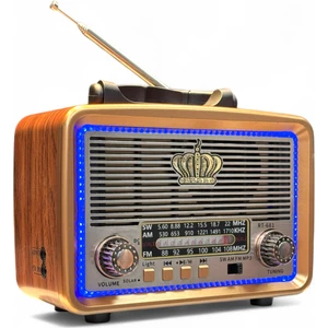 Nostalji LED Detay Radyo,ahşap Görünüm Nostaljik Radyo