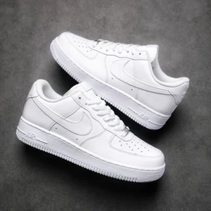 Nike Air Force 1 '07 Unisex Beyaz - Siyah Sneaker All White | Black - Klasik Deri Spor Ayakkabı