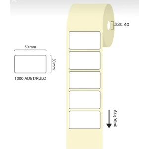 Boş Yapışkanlı Kuşe Barkod Etiketi 50MM x 30MM