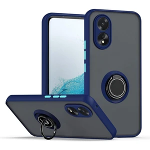 Oppo A38 Uyumlu Kılıf Yüzüklü Standlı Extra Darbe Koruma Sert Silikon Kapak - Lacivert
