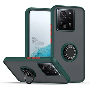 Xiaomi 13T Pro Uyumlu Kılıf Yüzüklü Standlı Extra Darbe Koruma Sert Silikon Kapak - Yeşil