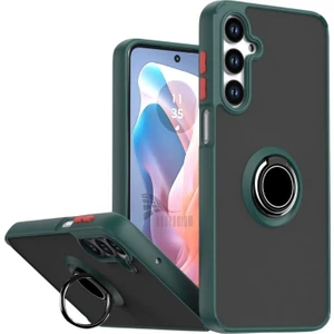 Samsung Galaxy A07 Uyumlu Kılıf Yüzüklü Standlı Extra Darbe Koruma Sert Silikon Kapak - Yeşil