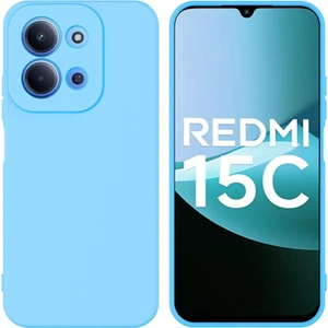 Redmi 15C Uyumlu Silikon Kılıf - Kamera Korumalı Esnek Pastel Renk Kapak - Mavi