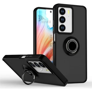 Realme C75 Uyumlu Kılıf Yüzüklü Standlı Extra Darbe Koruma Sert Silikon Kapak - Siyah