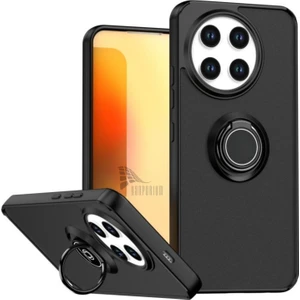 Tecno Spark 30 Pro Uyumlu Kılıf Yüzüklü Standlı Extra Darbe Koruma Sert Silikon Kapak - Siyah