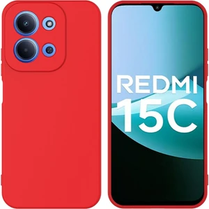 Redmi 15C Uyumlu Silikon Kılıf - Kamera Korumalı Esnek Pastel Renk Kapak - Kırmızı
