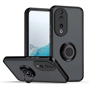 Honor 70 Uyumlu Kılıf Yüzüklü Standlı Extra Darbe Koruma Sert Silikon Kapak - Siyah