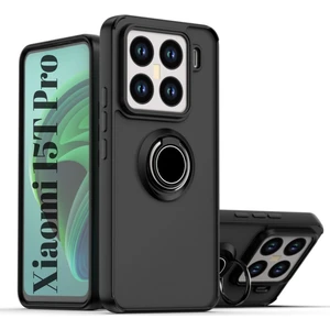 Xiaomi 15T Pro Uyumlu Kılıf Yüzüklü Standlı Extra Darbe Koruma Sert Silikon Kapak - Siyah