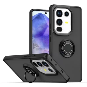 Infinix Note 50 Pro Uyumlu Kılıf Yüzüklü Standlı Extra Darbe Koruma Sert Silikon Kapak - Siyah