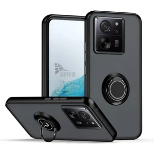 Xiaomi 13T Pro Uyumlu Kılıf Yüzüklü Standlı Extra Darbe Koruma Sert Silikon Kapak - Siyah