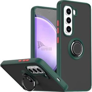 Infinix Hot 50 Pro Plus Uyumlu Kılıf Yüzüklü Standlı Extra Darbe Koruma Sert Silikon Kapak - Yeşil