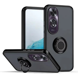 Oppo A60 Uyumlu Kılıf Yüzüklü Standlı Extra Darbe Koruma Sert Silikon Kapak - Siyah
