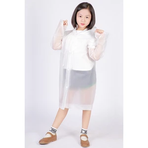 Beyaz Çocuk Yağmurluk Kız ve Erkek Çocuk 7-12 Yaş