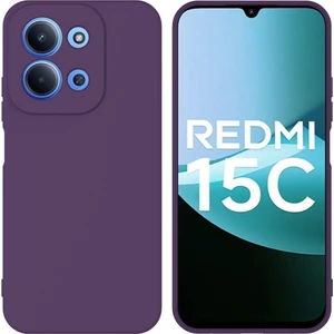 Redmi 15C Uyumlu Silikon Kılıf - Kamera Korumalı Esnek Pastel Renk Kapak - Mor
