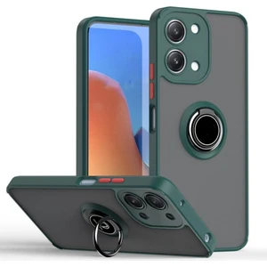 Redmi 15C Uyumlu Kılıf Yüzüklü Standlı Extra Darbe Koruma Sert Silikon Kapak - Yeşil