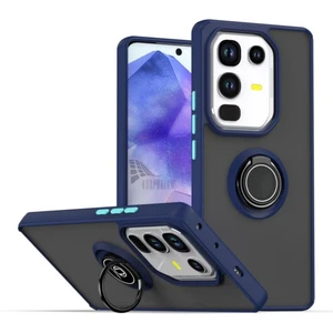Infinix Note 50 Pro Uyumlu Kılıf Yüzüklü Standlı Extra Darbe Koruma Sert Silikon Kapak - Lacivert