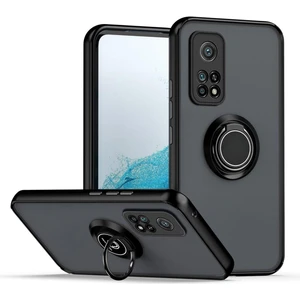 Xiaomi 10T Uyumlu Kılıf Yüzüklü Standlı Extra Darbe Koruma Sert Silikon Kapak - Siyah