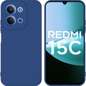 Redmi 15C Uyumlu Silikon Kılıf - Kamera Korumalı Esnek Pastel Renk Kapak - Lacivert