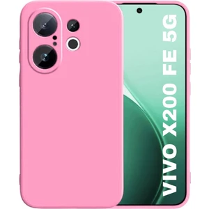 Vivo X200 Fe Uyumlu Silikon Kılıf - Kamera Korumalı Esnek Pastel Renk Kapak - Pembe