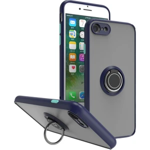 Apple iPhone Se 2 Uyumlu Kılıf Yüzüklü Standlı Extra Darbe Koruma Sert Silikon Kapak - Lacivert