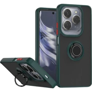 Tecno Spark 20 Pro Uyumlu Kılıf Yüzüklü Standlı Extra Darbe Koruma Sert Silikon Kapak - Yeşil