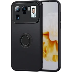 Xiaomi Mi 11 Ultra Uyumlu Kılıf Yüzüklü Standlı Extra Darbe Koruma Sert Silikon Kapak - Siyah