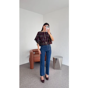 Likralı Kesik Paça Koyu Jean