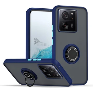 Xiaomi 13T Pro Uyumlu Kılıf Yüzüklü Standlı Extra Darbe Koruma Sert Silikon Kapak - Lacivert