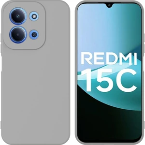 Redmi 15C Uyumlu Silikon Kılıf - Kamera Korumalı Esnek Pastel Renk Kapak - Gri